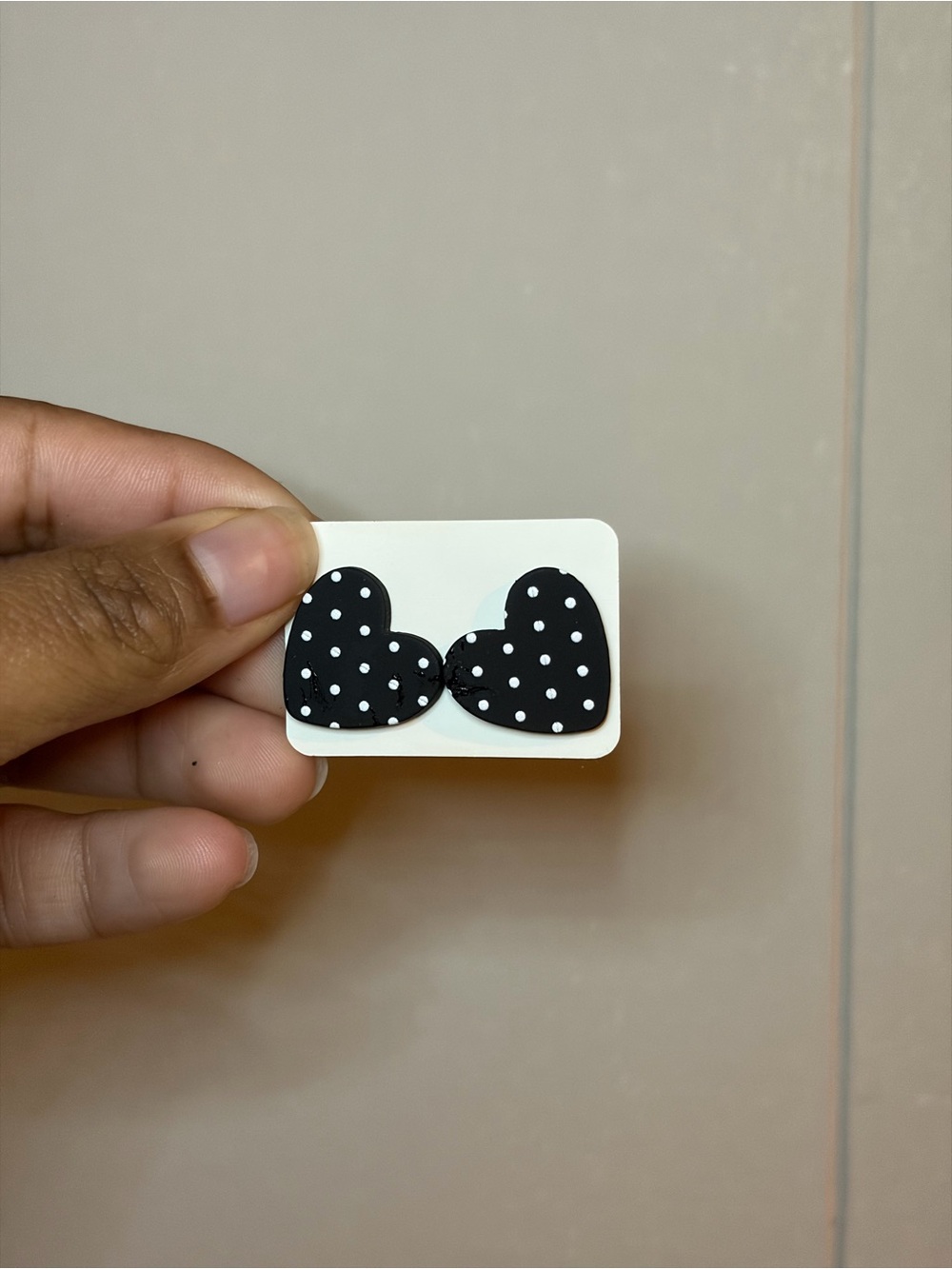 Black Polka Dot Heart Earrings